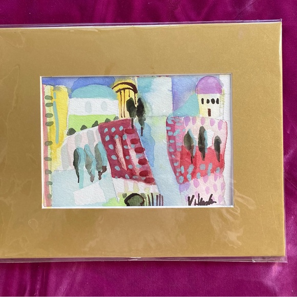 Original Watercolor painting of A Greek Vineyard 7”x5” Matted Hand Painted - Picture 5 of 13